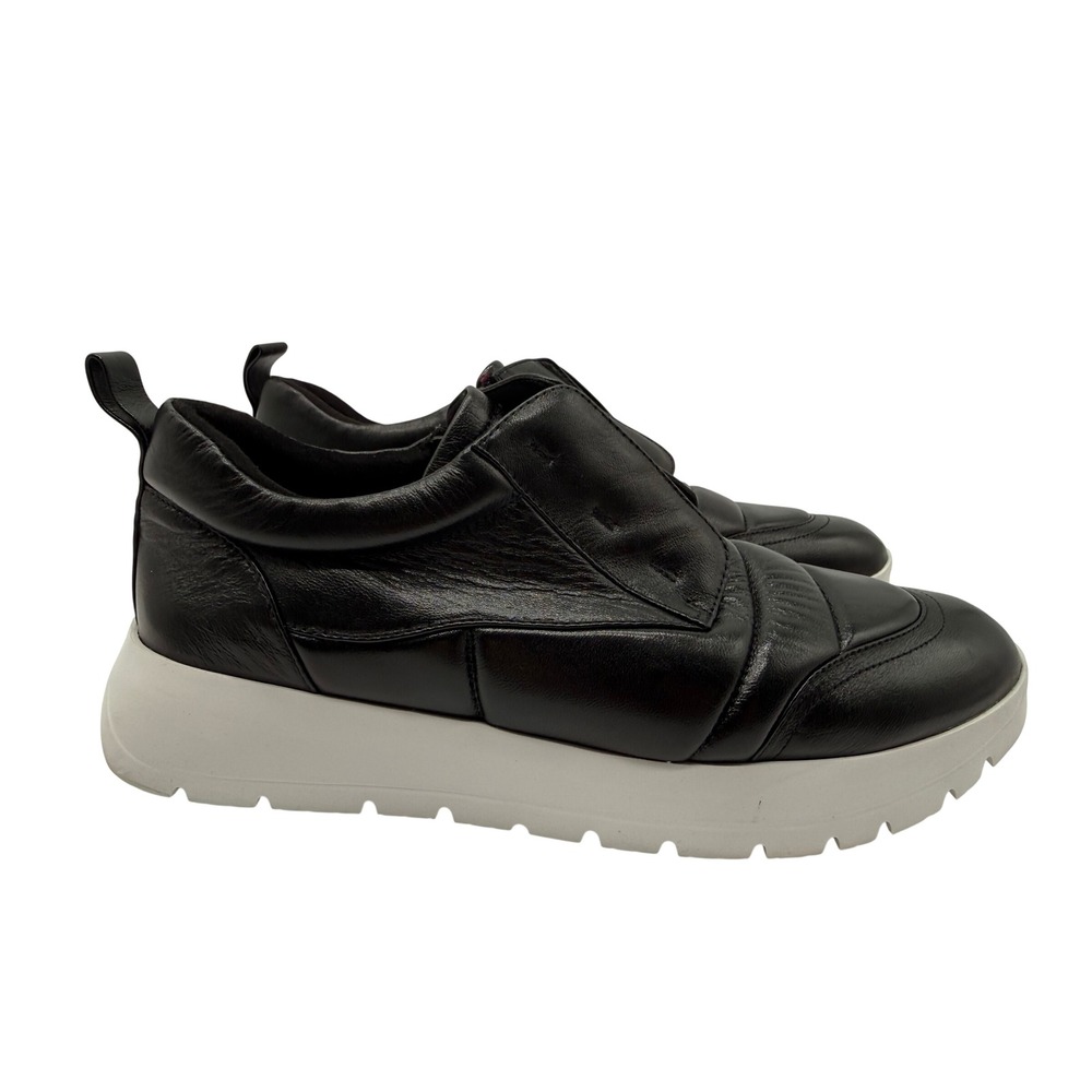Vaneli Sport Sneakers Womens 9 Black Excellent Leather Quilted Zip Platform